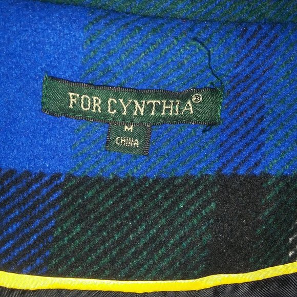 For Cynthia Wool Plaid Blue Jacket Coat Women's Size M - Picture 6 of 13